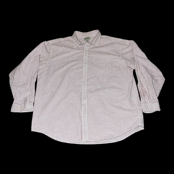 LL Bean Mens XL Seersucker Button Down Shirt Red White Plaid Long Sleeve Casual - Picture 1 of 8